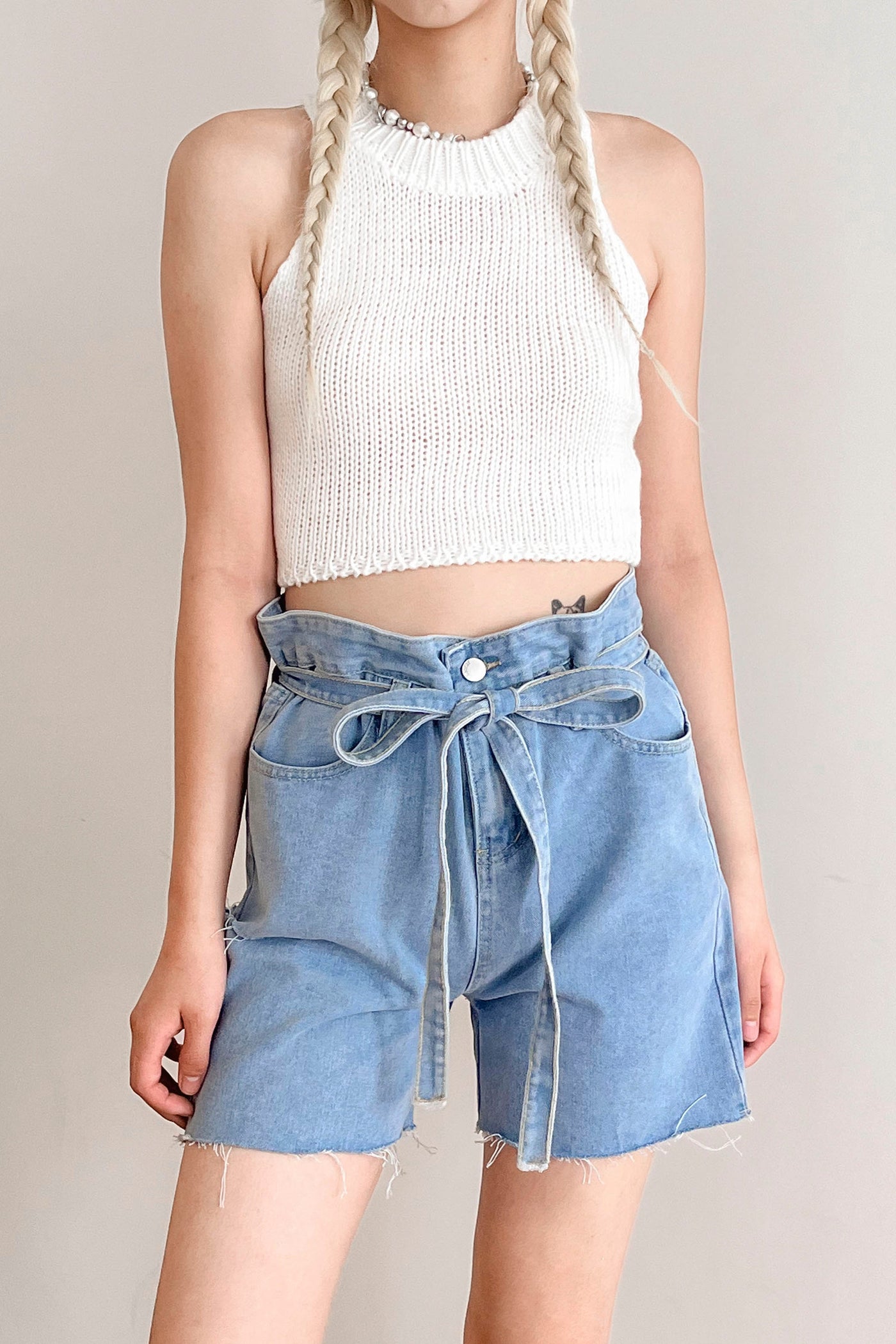 storets.com Luna Paperbag Denim Shorts