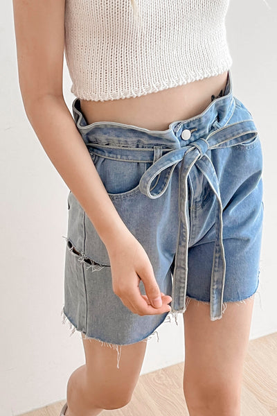 storets.com Luna Paperbag Denim Shorts