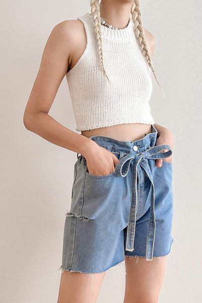 storets.com Luna Paperbag Denim Shorts