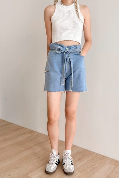 storets.com Luna Paperbag Denim Shorts