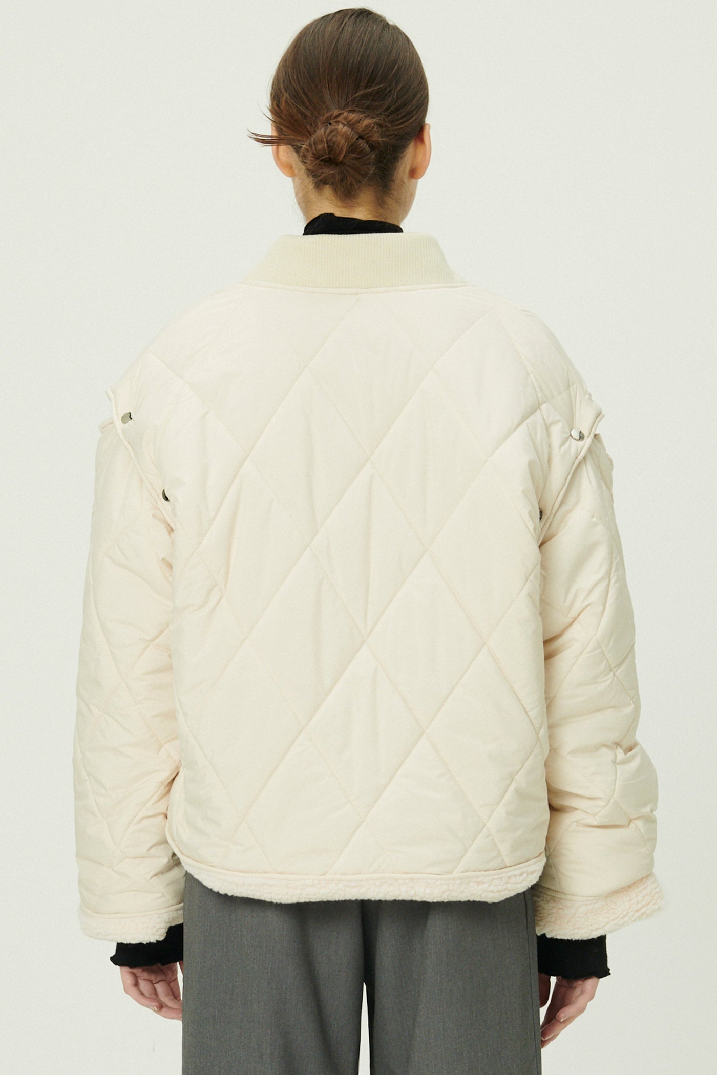 storets.com Eileen Quilted Sherpa Coat w/Detachable Sleeve