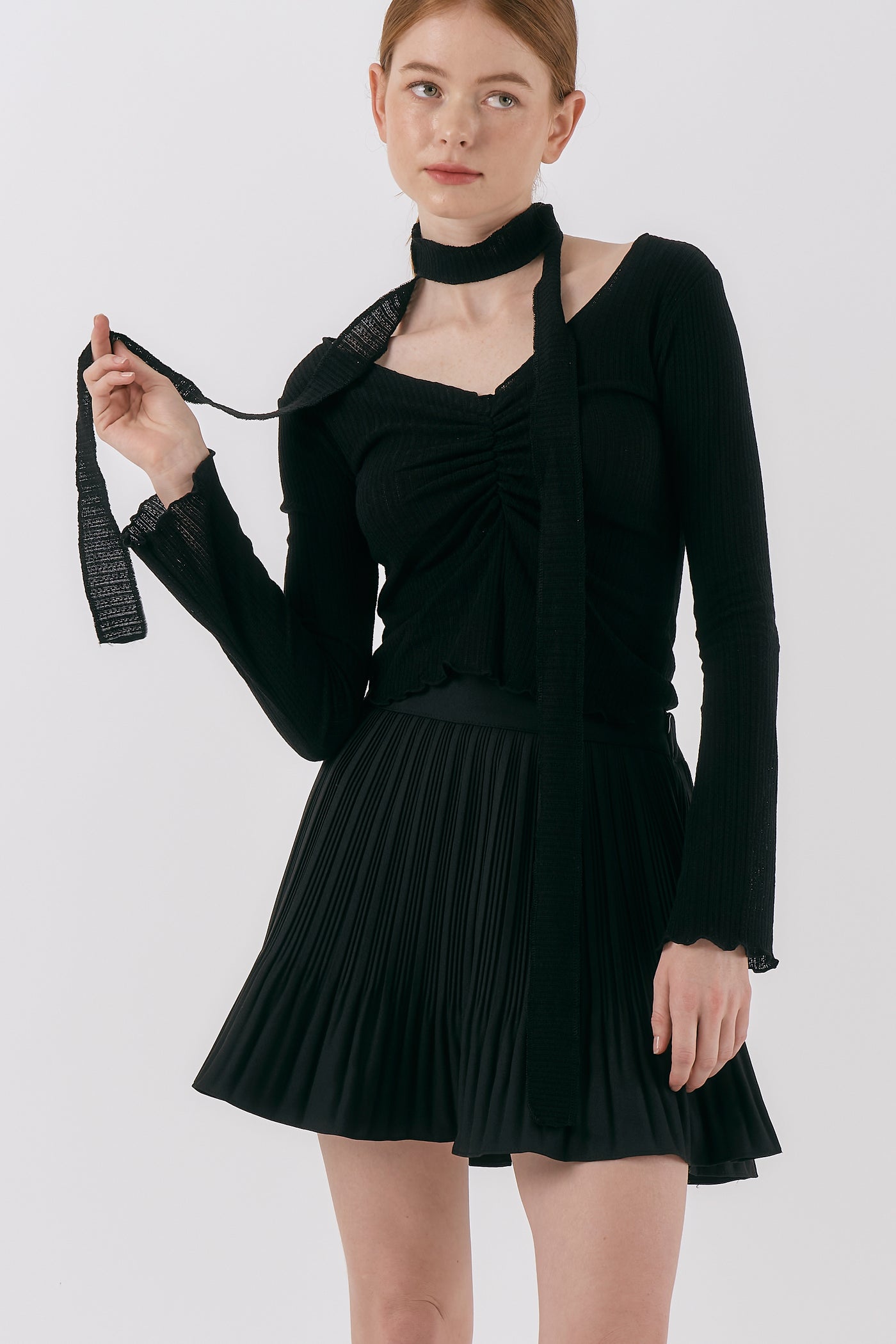 storets.com Abony Pointelle Top w/Scarf