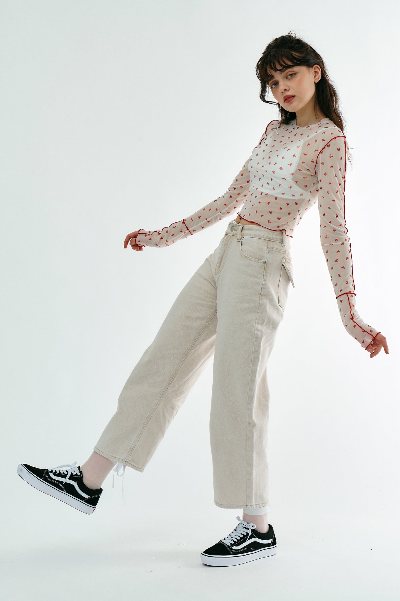 storets.com Avani Bow Printed Mesh Top