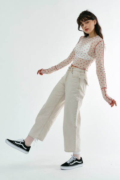 storets.com Avani Bow Printed Mesh Top