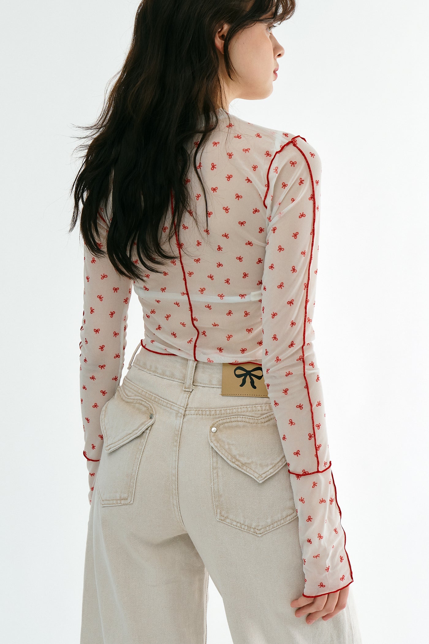 storets.com Avani Bow Printed Mesh Top