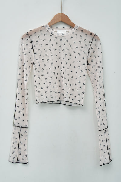 storets.com Avani Bow Printed Mesh Top