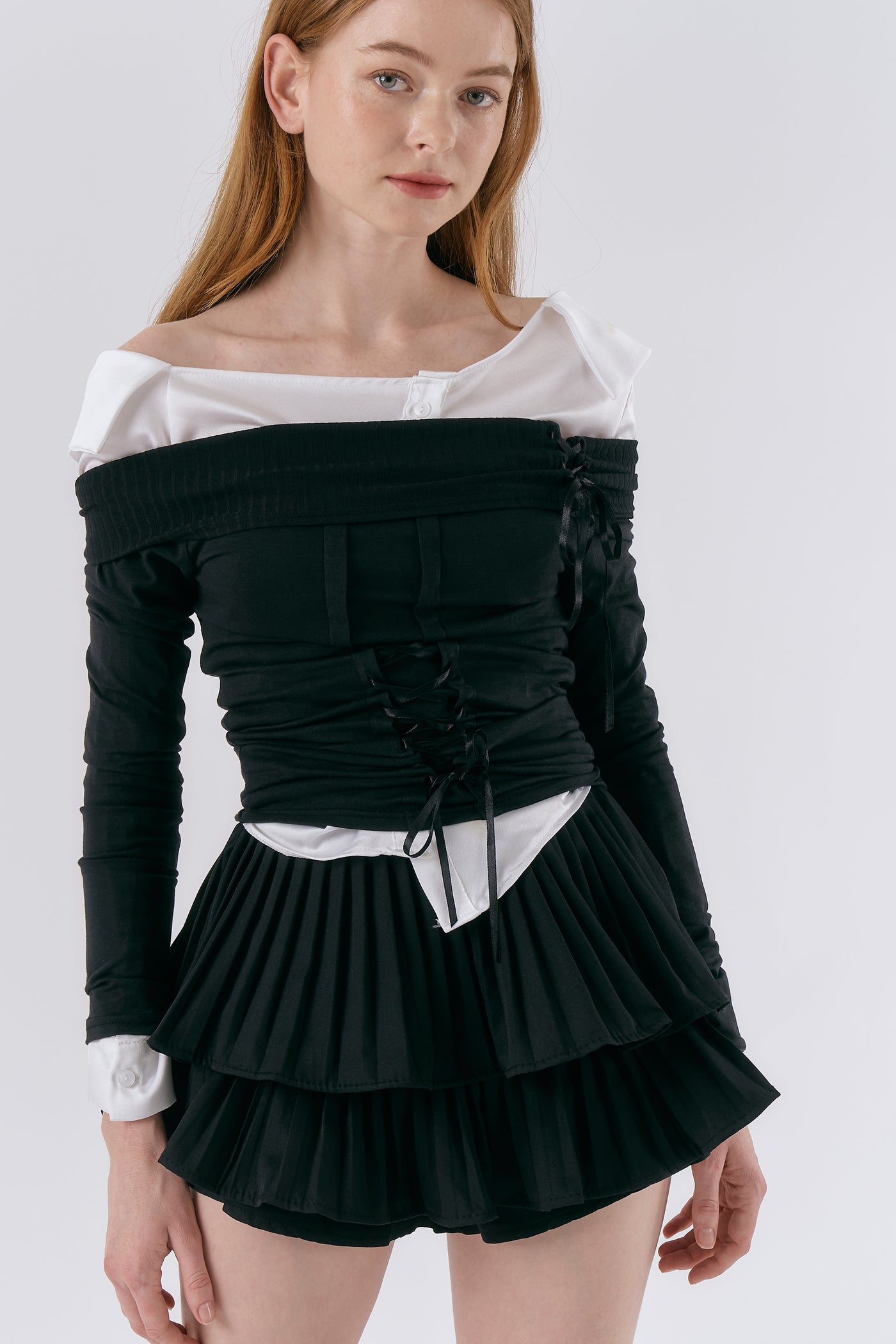 storets.com Clara Pleated Ruffle Skort