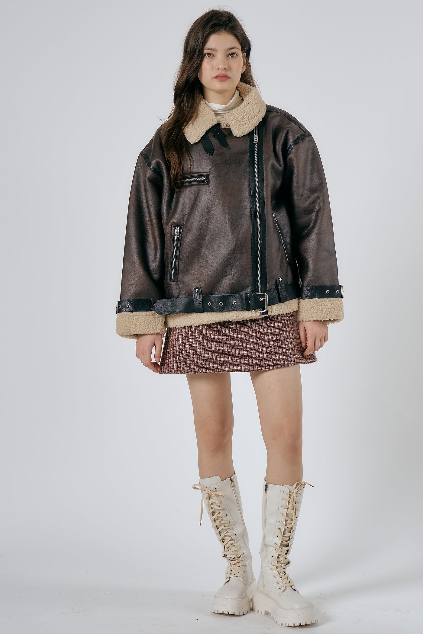 storets.com Celina Shearling Aviator Coat