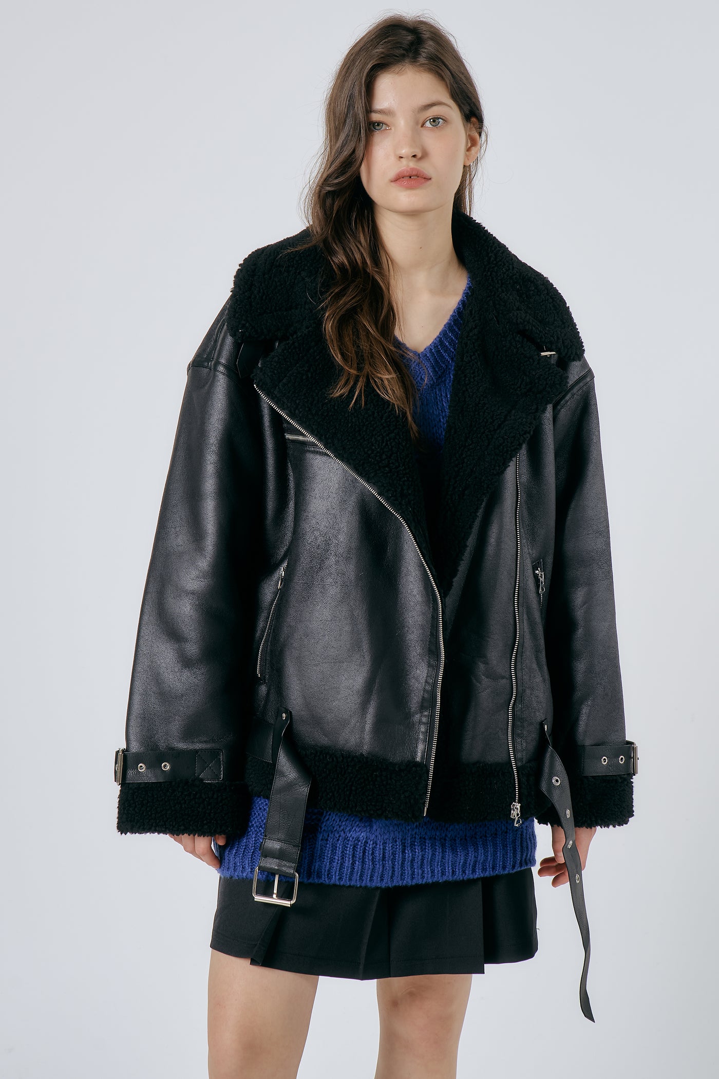 storets.com Celina Shearling Aviator Coat