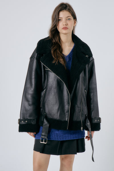 storets.com Celina Shearling Aviator Coat