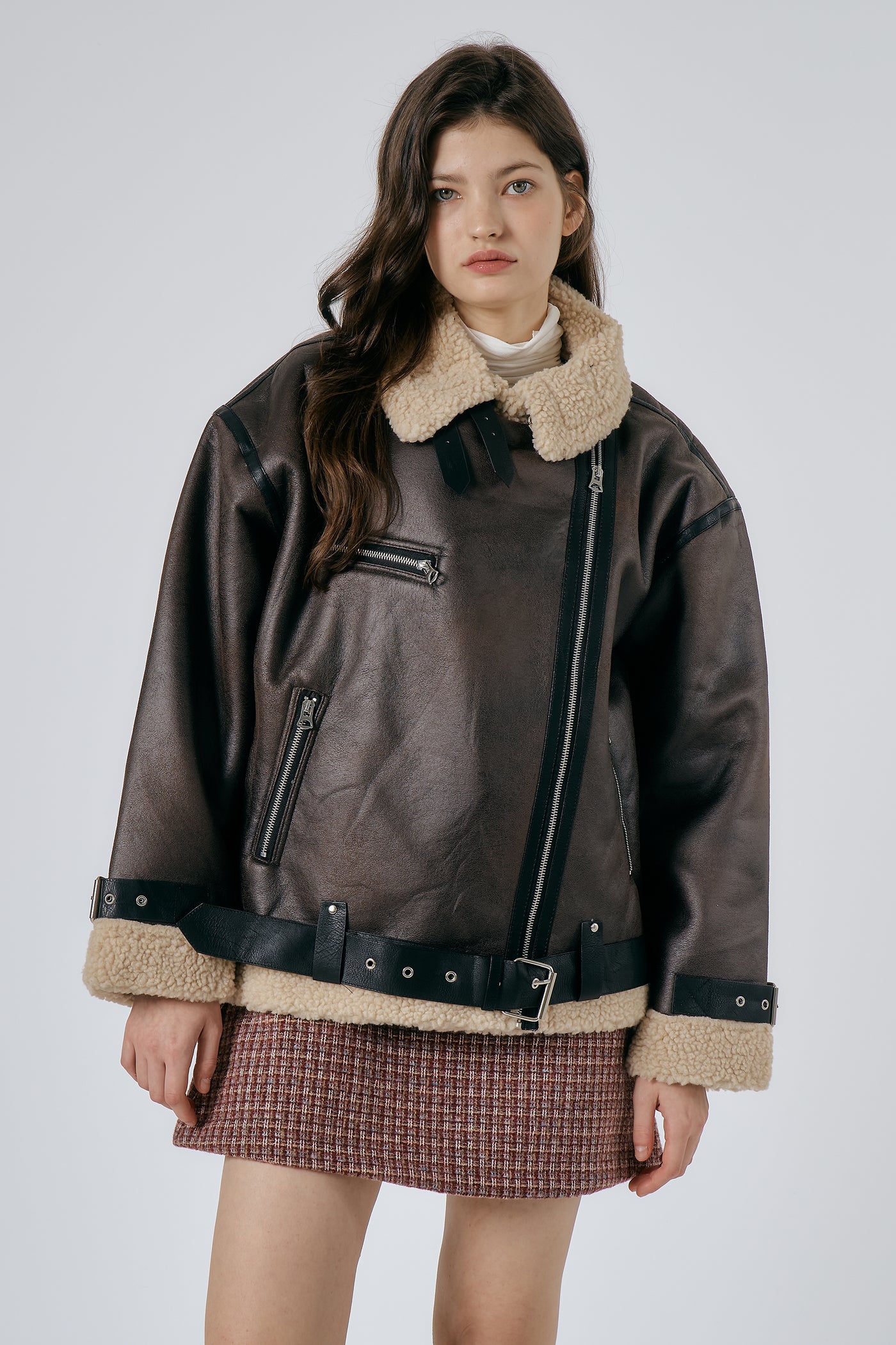 storets.com Celina Shearling Aviator Coat
