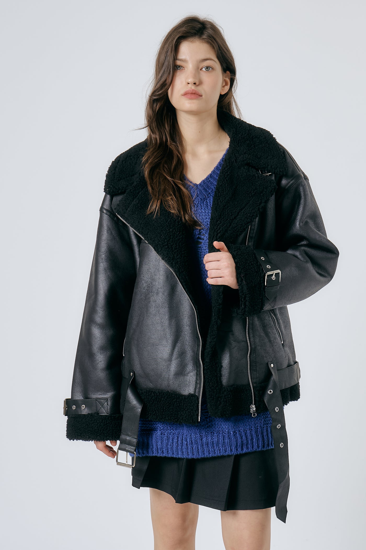 storets.com Celina Shearling Aviator Coat