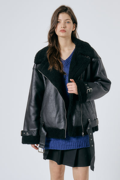storets.com Celina Shearling Aviator Coat