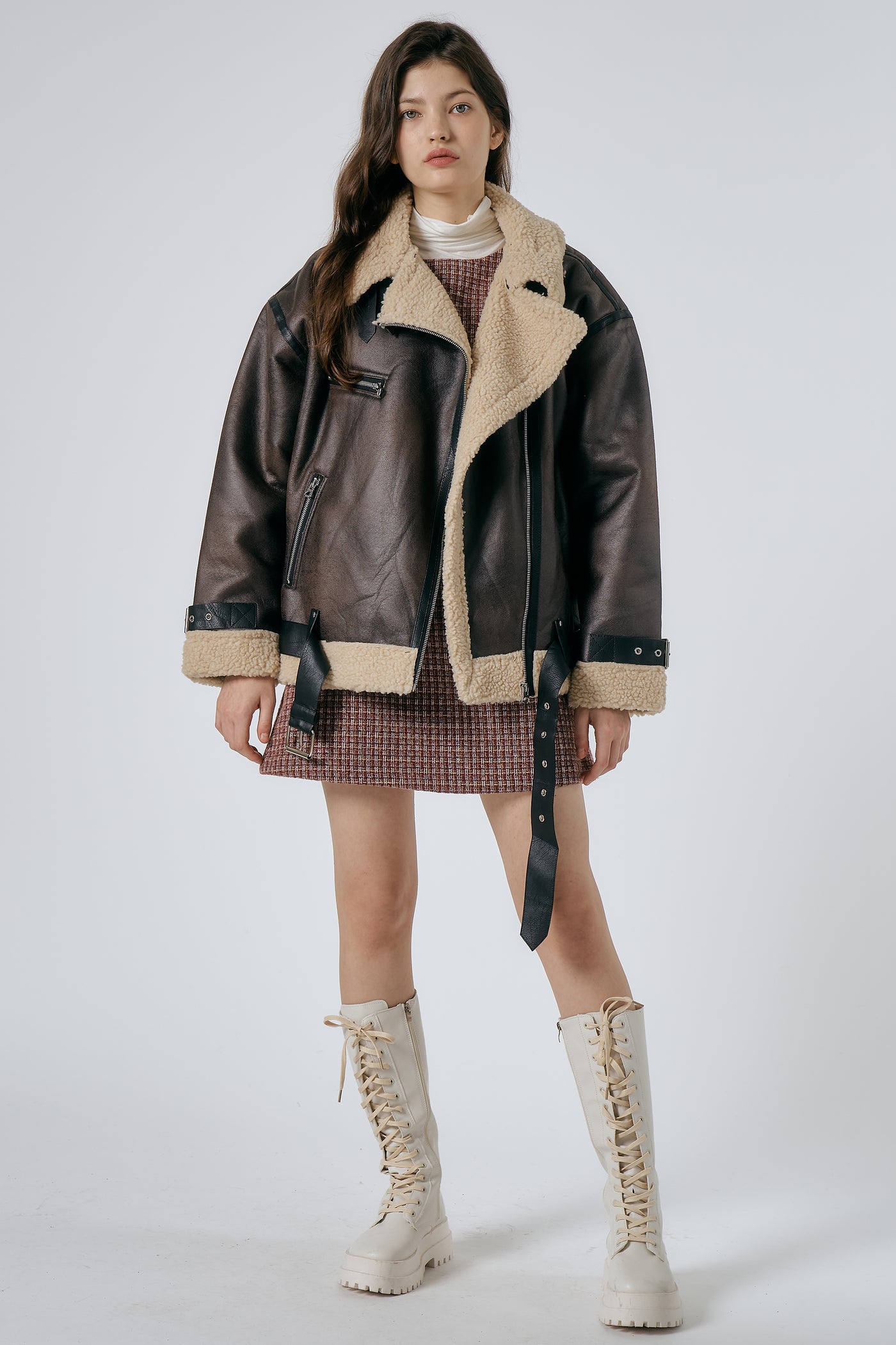 storets.com Celina Shearling Aviator Coat