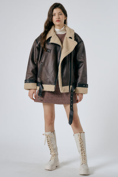 storets.com Celina Shearling Aviator Coat