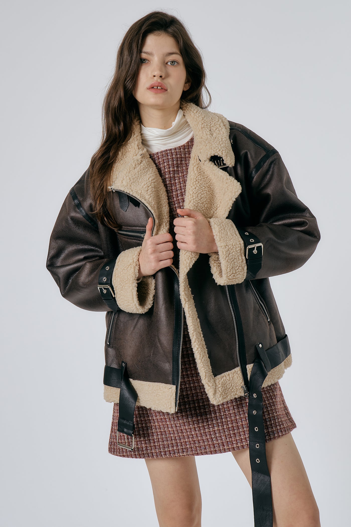 storets.com Celina Shearling Aviator Coat