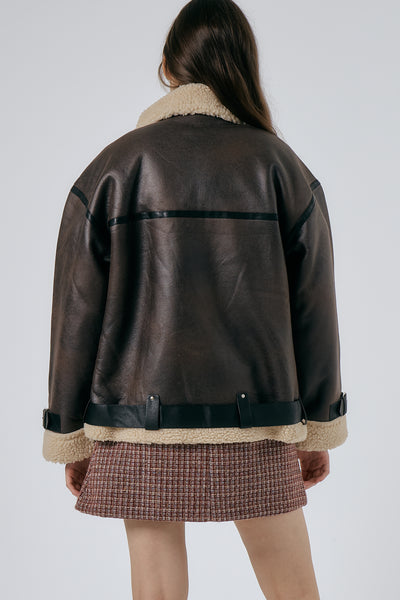 storets.com Celina Shearling Aviator Coat