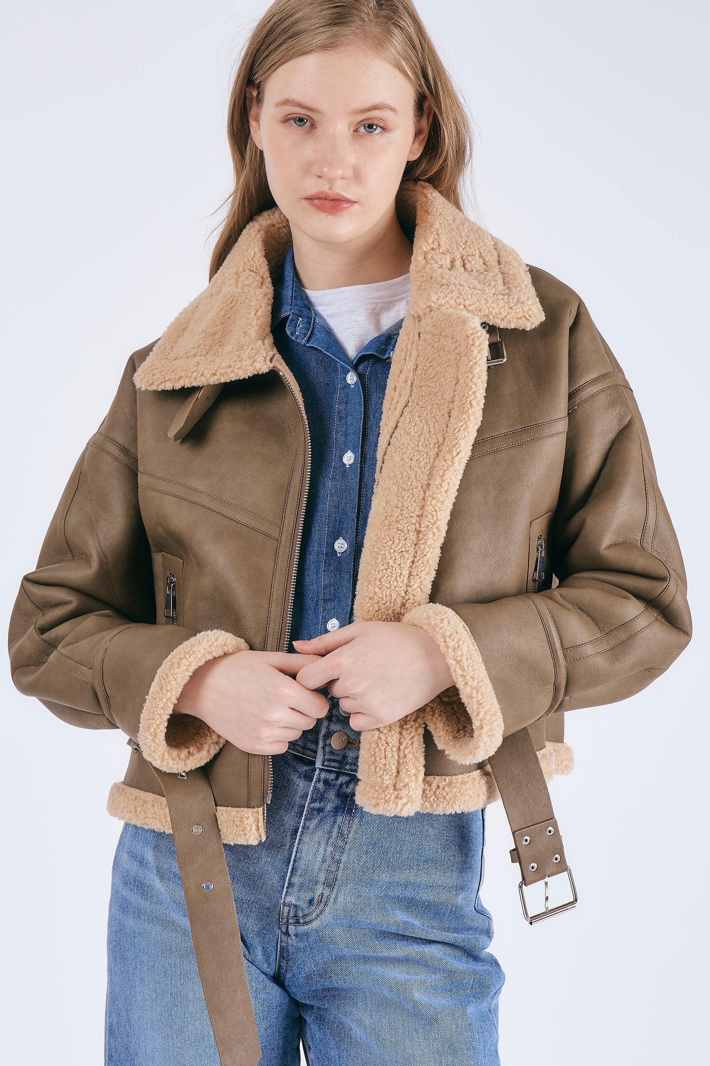 storets.com Dilla Faux Shearling Aviator Jacket