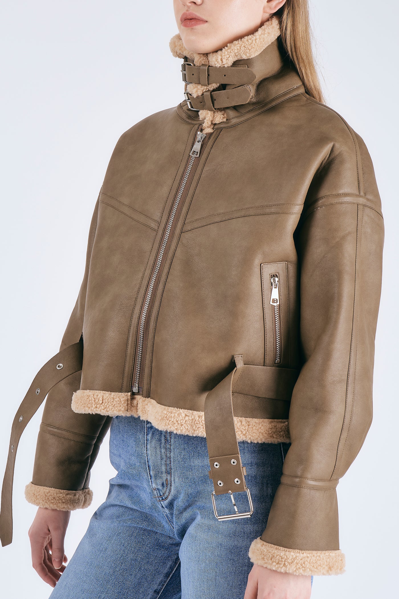 storets.com Dilla Faux Shearling Aviator Jacket