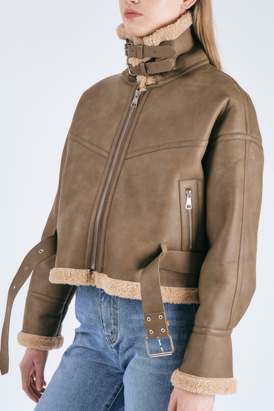 storets.com Dilla Faux Shearling Aviator Jacket