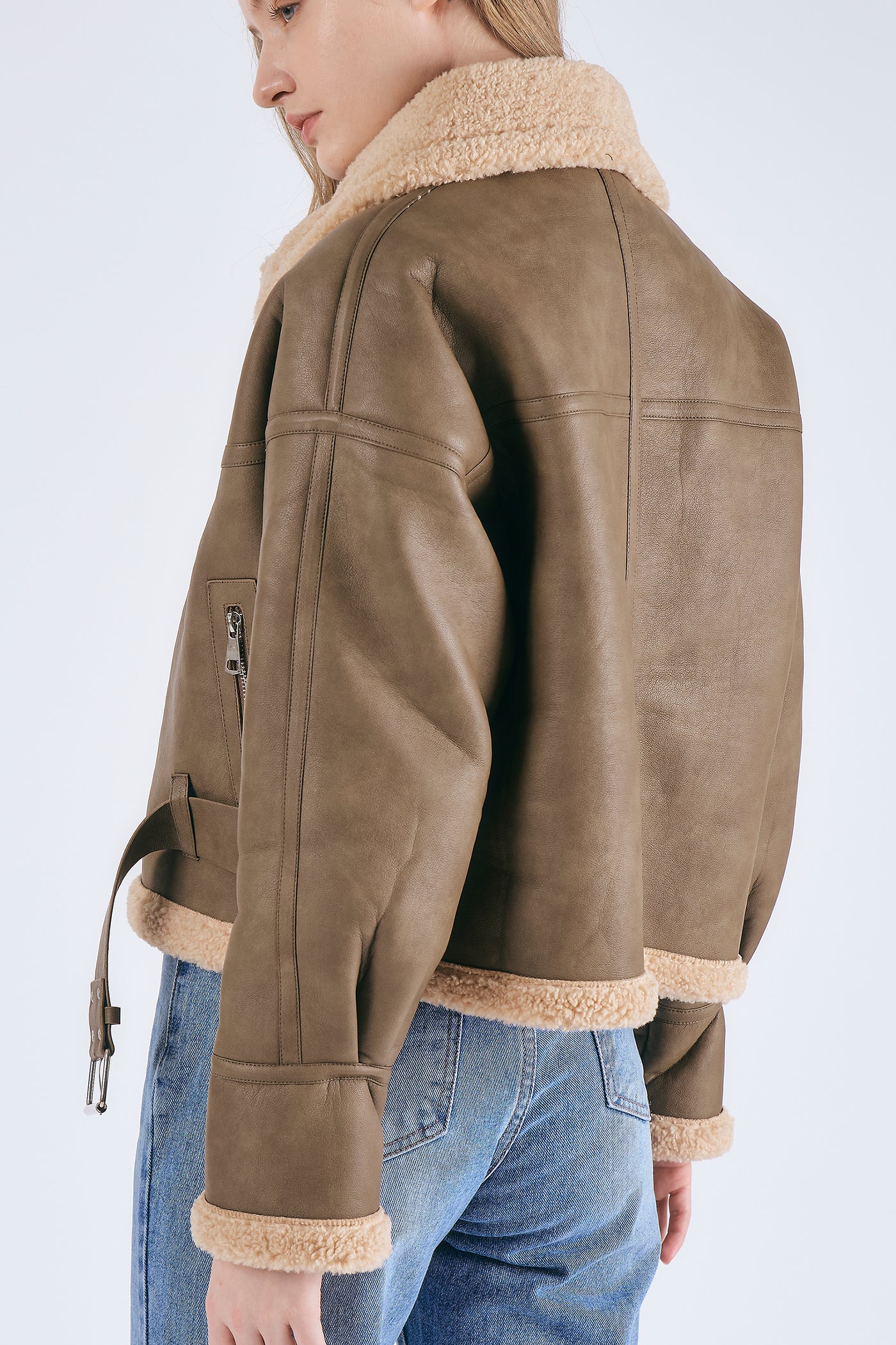 storets.com Dilla Faux Shearling Aviator Jacket