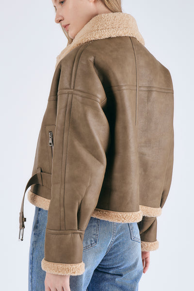 storets.com Dilla Faux Shearling Aviator Jacket