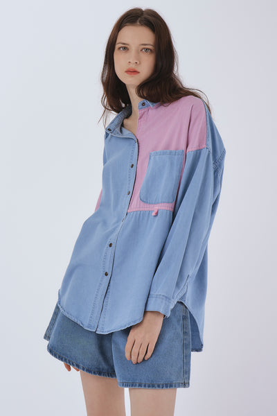 storets.com Ella Colorblock Denim Shirt