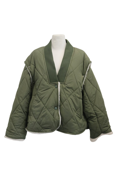 storets.com Eileen Quilted Sherpa Coat w/Detachable Sleeve