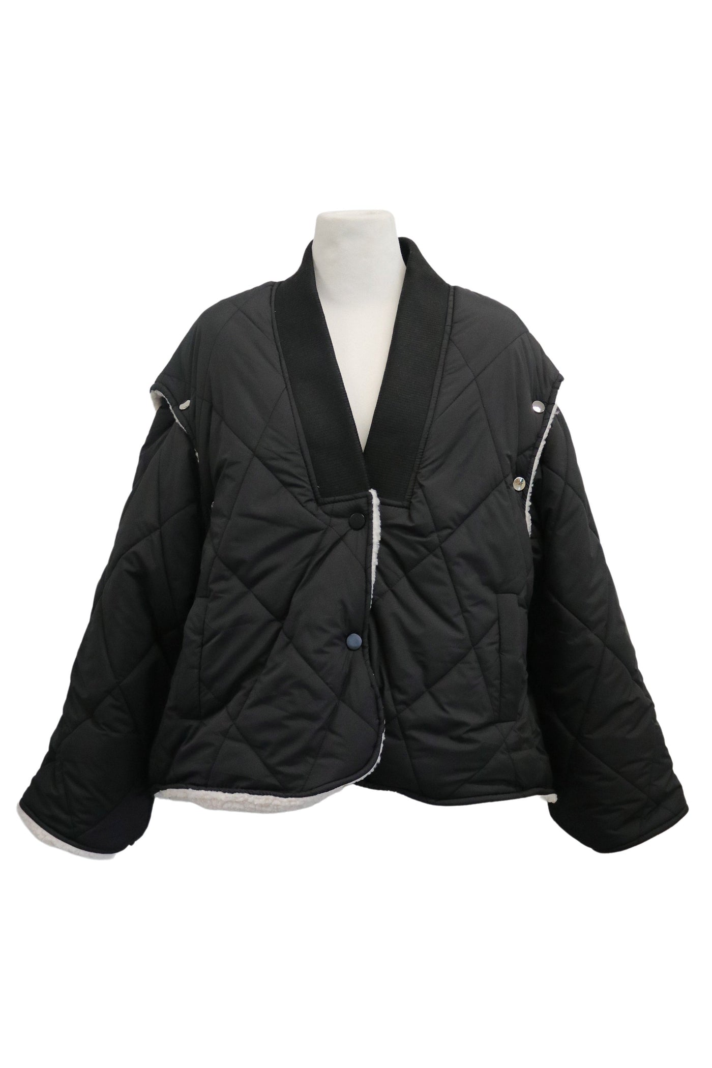 storets.com Eileen Quilted Sherpa Coat w/Detachable Sleeve