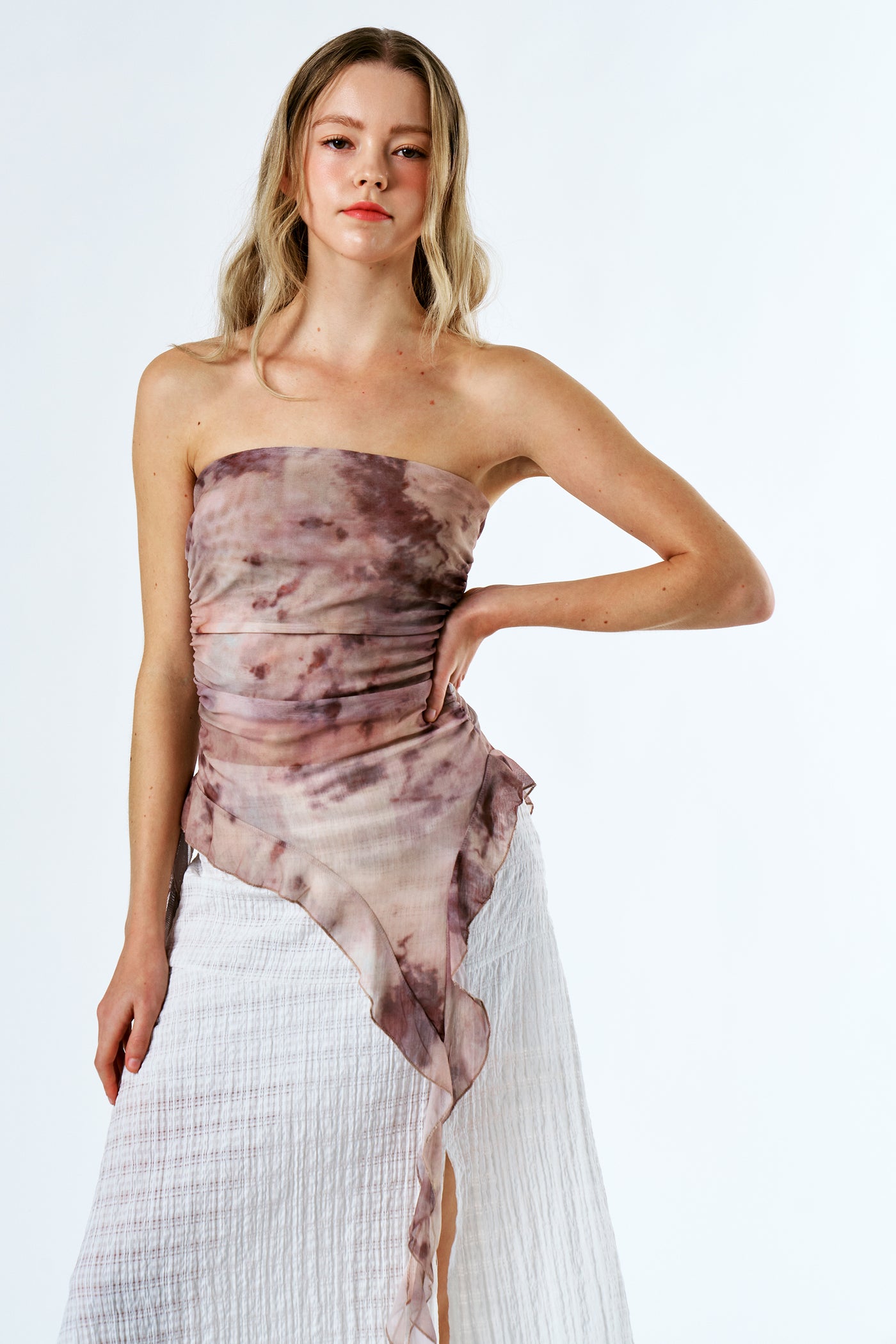 storets.com Icelynn Tiedye look Ruffled Top
