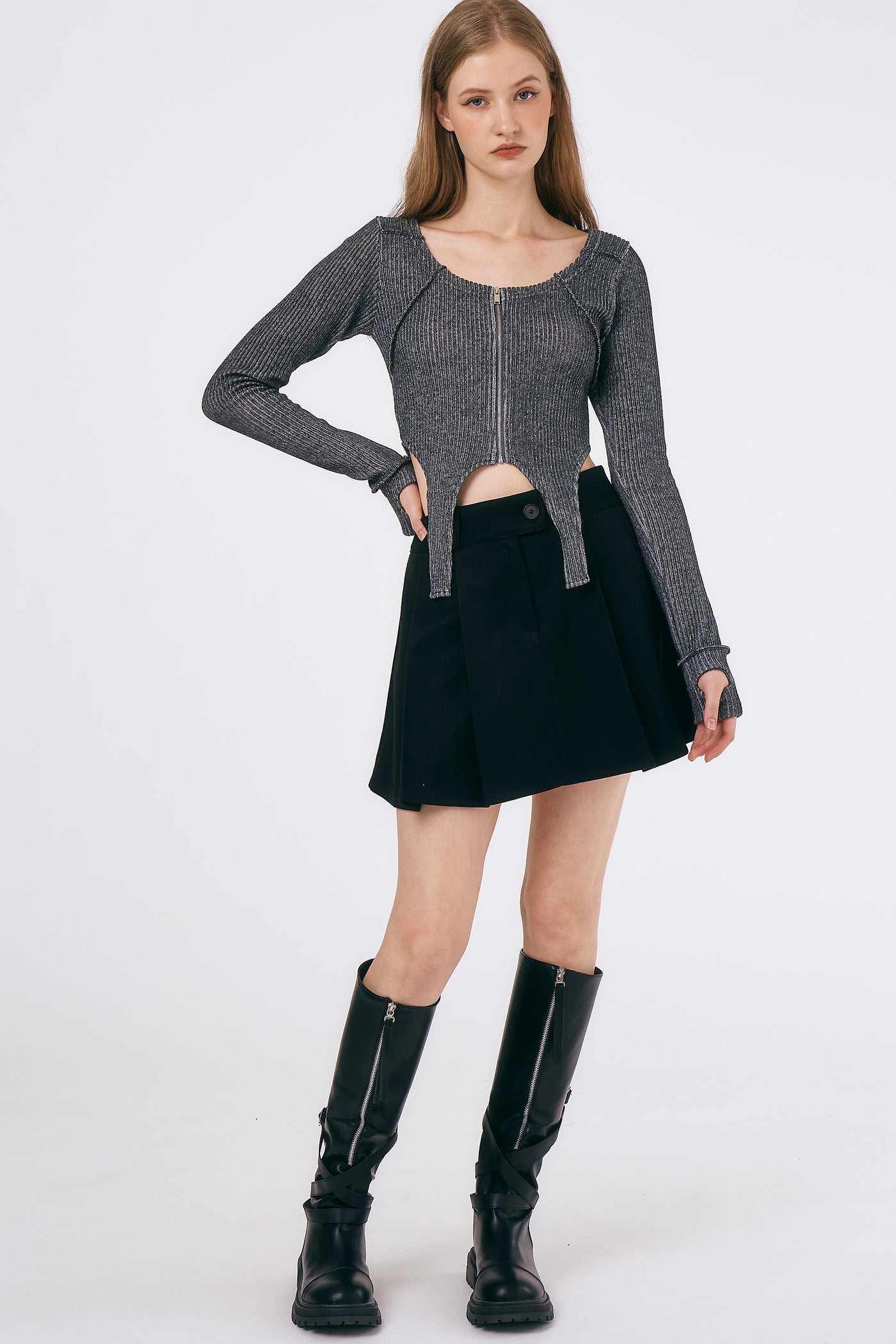 storets.com Isla Zip Front Cropped Top