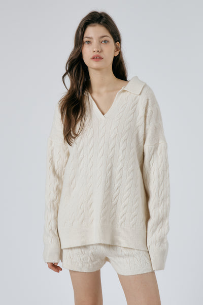 storets.com Luna Cable Knitted Top and Shorts Set