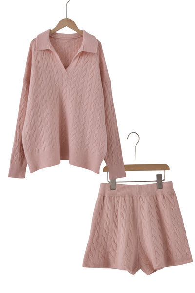 storets.com Luna Cable Knitted Top and Shorts Set