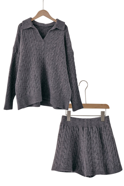 storets.com Luna Cable Knitted Top and Shorts Set