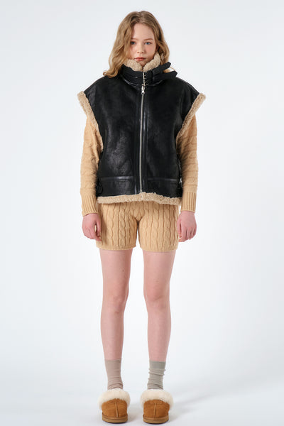 storets.com Maddie Oversized Shearling Vest Coat