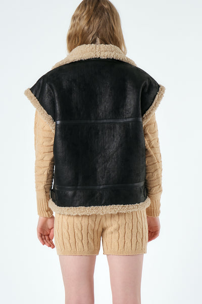 storets.com Maddie Oversized Shearling Vest Coat