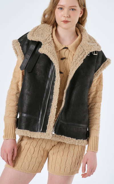 storets.com Maddie Oversized Shearling Vest Coat