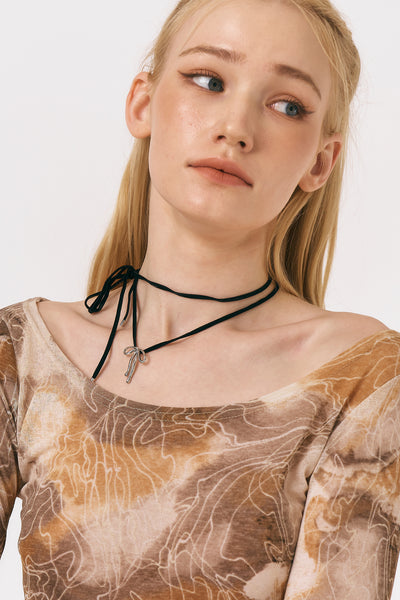 storets.com Metal Bows Velvet Necklace