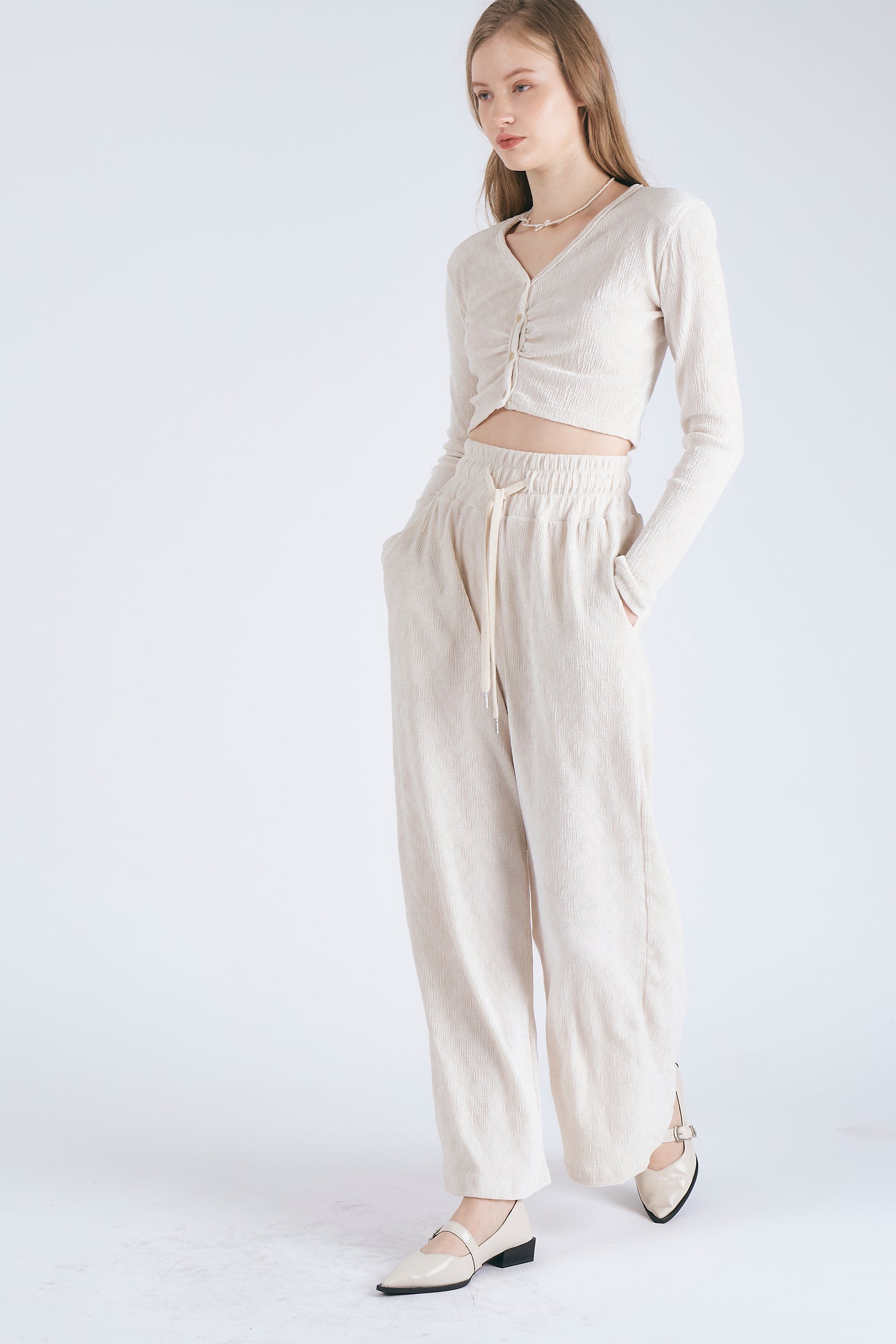 storets.com Milla Velour Wide Leg Pants
