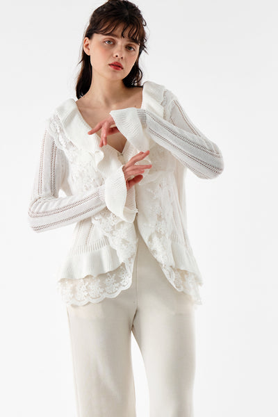 storets.com Miller Ruffle front Cardi Jacket