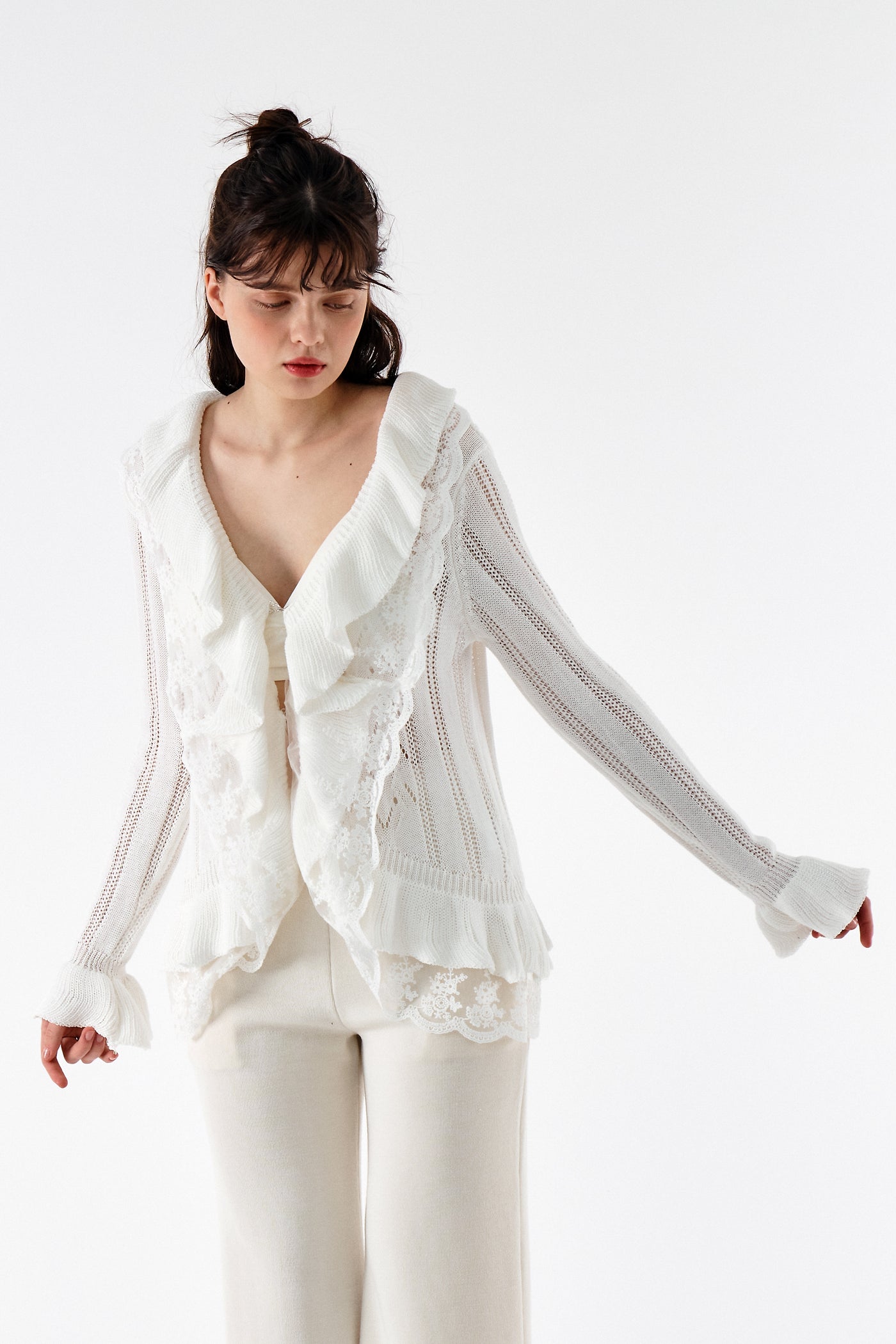 storets.com Miller Ruffle front Cardi Jacket
