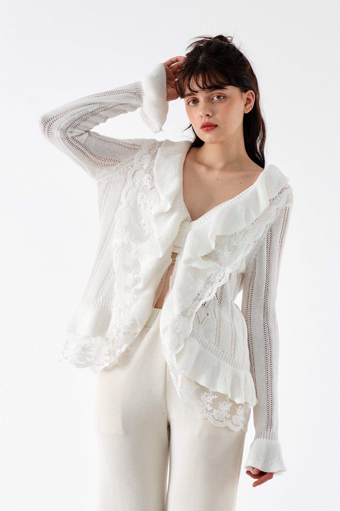 storets.com Miller Ruffle front Cardi Jacket
