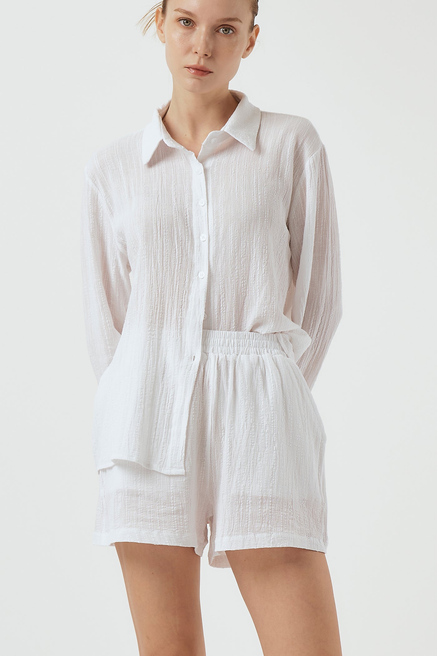 storets.com Milly Crinkle Shirt & Shorts Set
