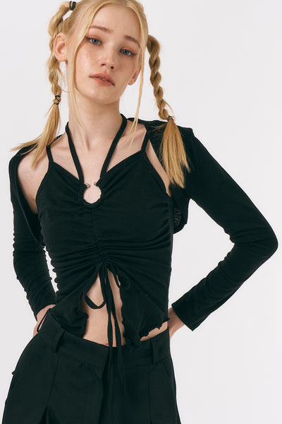 storets.com Mindy Ruched Top and Cardi Set