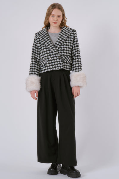 storets.com Poline Faux Fur Houndstooth Jacket