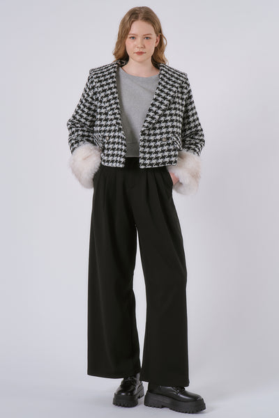 storets.com Poline Faux Fur Houndstooth Jacket