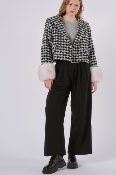 storets.com Poline Faux Fur Houndstooth Jacket