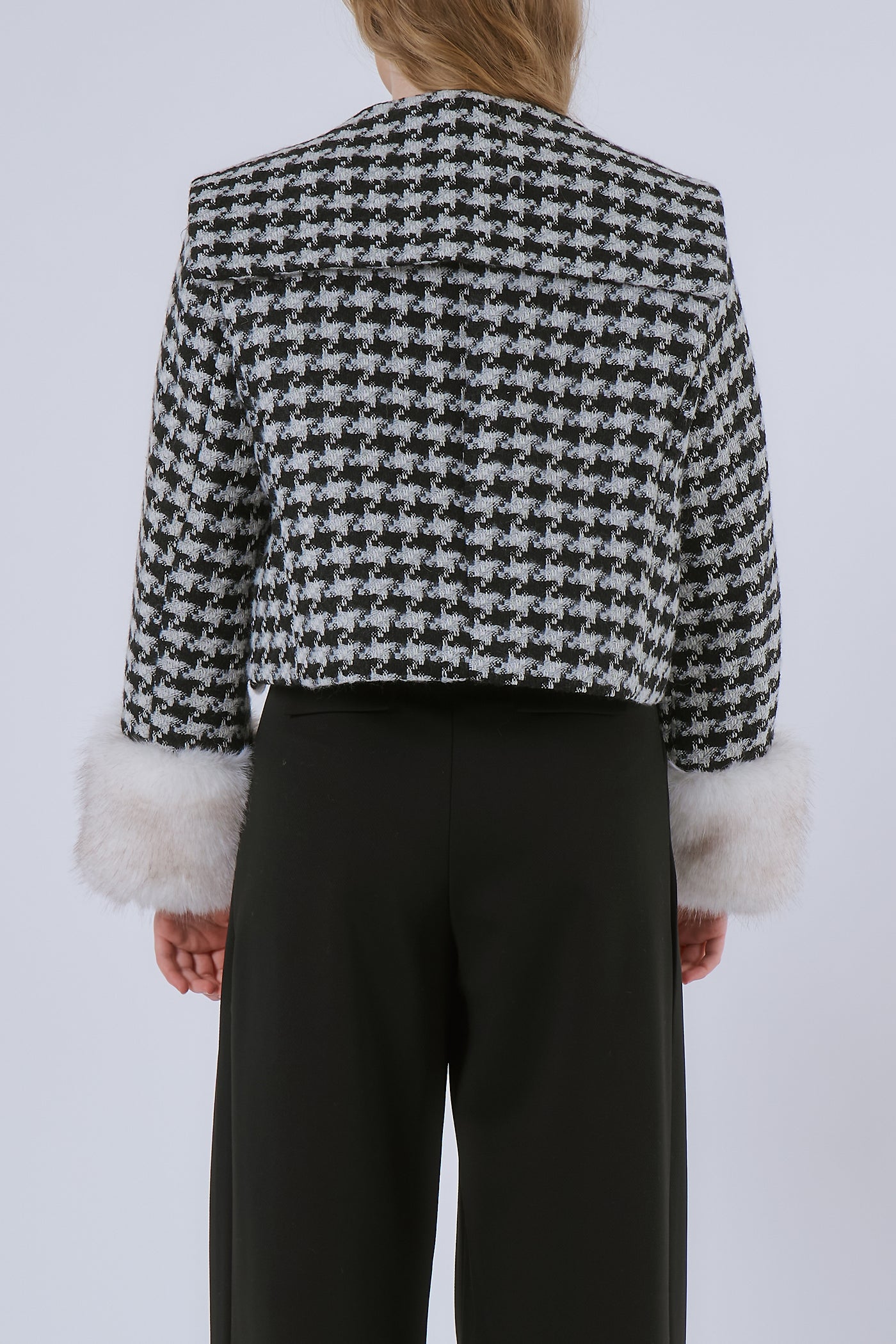 storets.com Poline Faux Fur Houndstooth Jacket