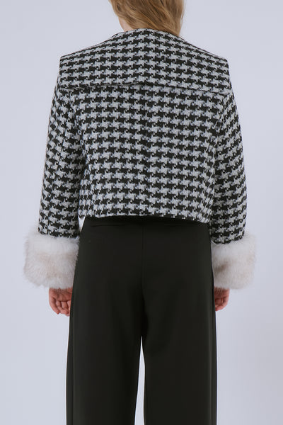 storets.com Poline Faux Fur Houndstooth Jacket