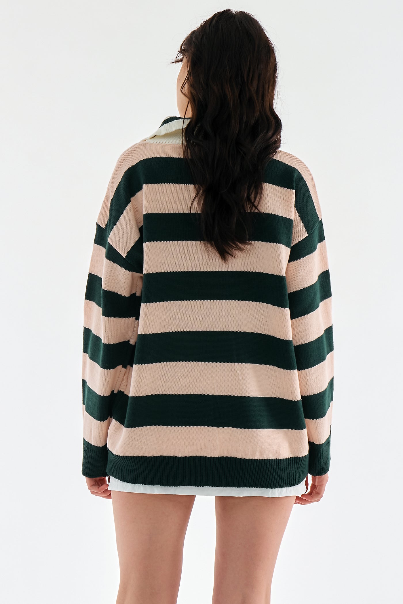 storets.com Rosy Stripe Collar Sweater